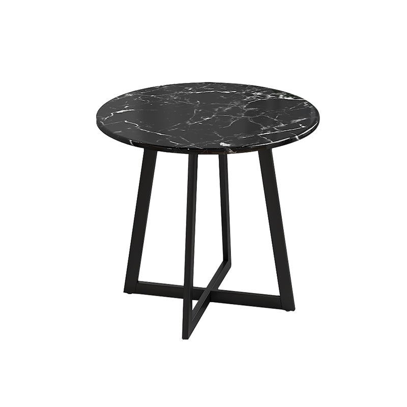 23.6"/27.5" Tall Modern Metal Cross Legs Round Black/White Wood Top Coffee Table