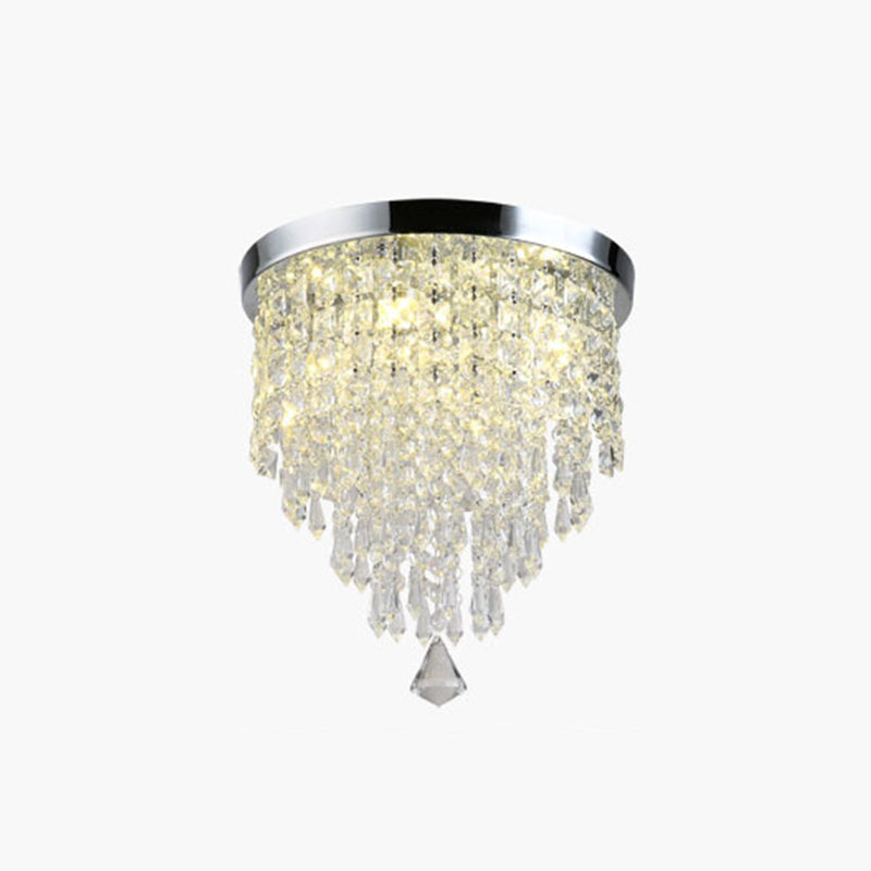 Contemporary Geometric Flush Light Crystal Flush Mount Ceiling Fixture in Silver