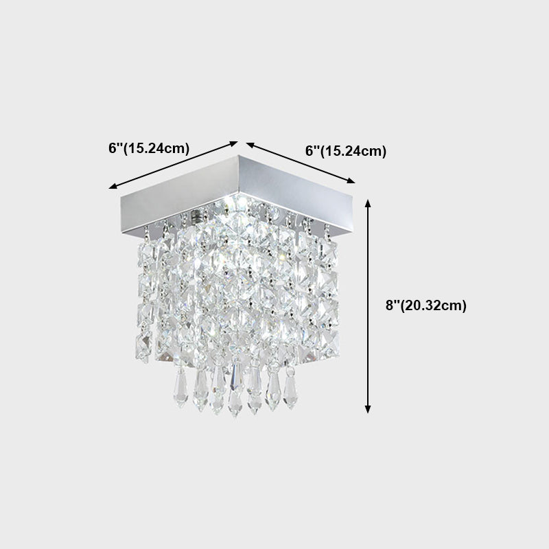 Contemporary Geometric Flush Light Crystal Flush Mount Ceiling Fixture in Silver