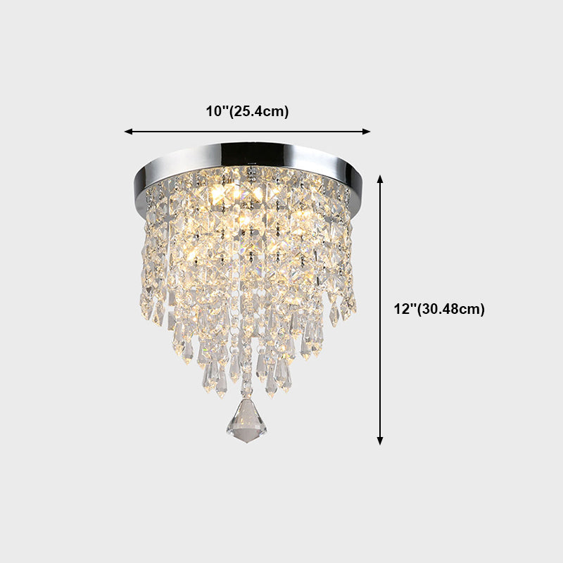 Contemporary Geometric Flush Light Crystal Flush Mount Ceiling Fixture in Silver