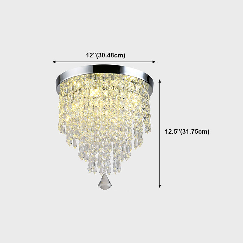 Contemporary Geometric Flush Light Crystal Flush Mount Ceiling Fixture in Silver