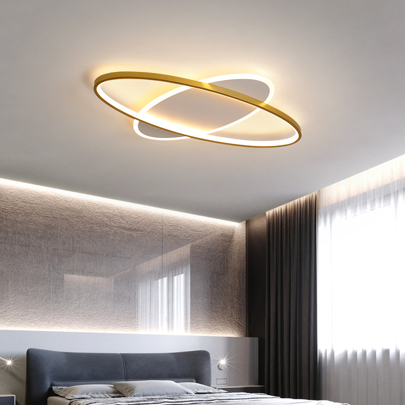 Modern Style Oval Shape Ceiling Fixtures Metal 2 Light Ceiling Mounted Lights