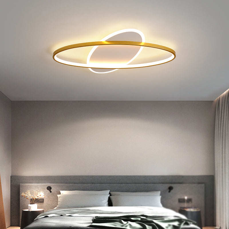 Modern Style Oval Shape Ceiling Fixtures Metal 2 Light Ceiling Mounted Lights