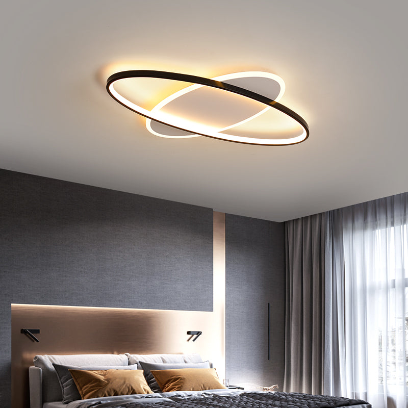 Modern Style Oval Shape Ceiling Fixtures Metal 2 Light Ceiling Mounted Lights