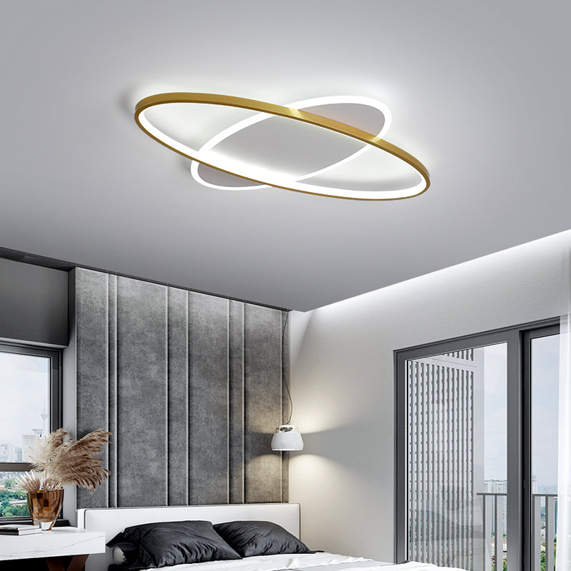 Modern Style Oval Shape Ceiling Fixtures Metal 2 Light Ceiling Mounted Lights