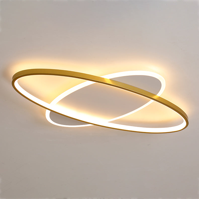 Modern Style Oval Shape Ceiling Fixtures Metal 2 Light Ceiling Mounted Lights