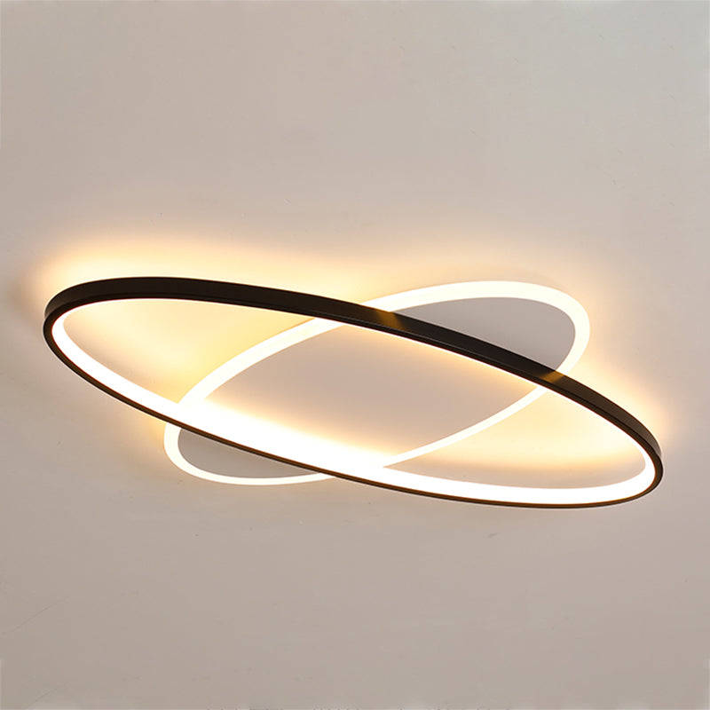 Modern Style Oval Shape Ceiling Fixtures Metal 2 Light Ceiling Mounted Lights