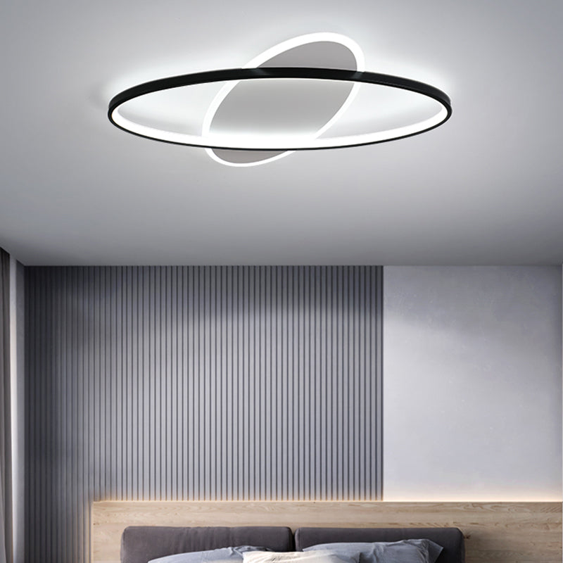 Modern Style Oval Shape Ceiling Fixtures Metal 2 Light Ceiling Mounted Lights