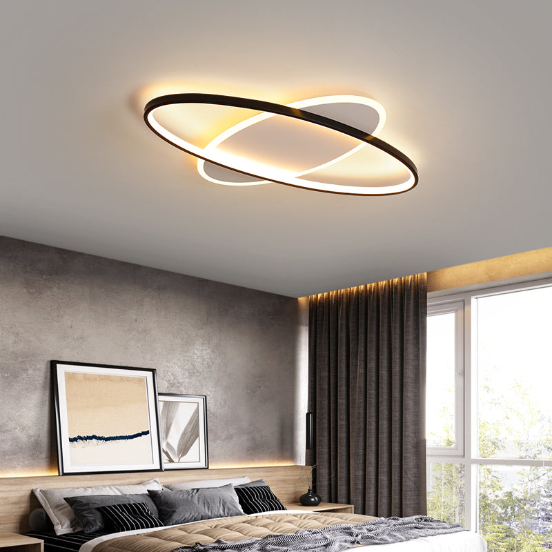 Modern Style Oval Shape Ceiling Fixtures Metal 2 Light Ceiling Mounted Lights