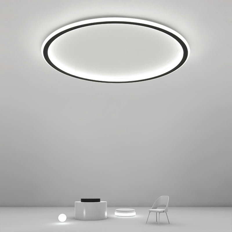 Metal Round Shape Flush Ceiling Light Modern 1-Light Flush Ceiling Light Fixtures in Black