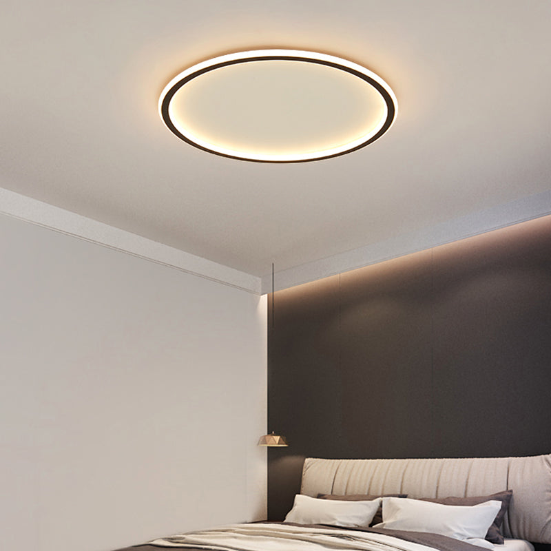 Metal Round Shape Flush Ceiling Light Modern 1-Light Flush Ceiling Light Fixtures in Black