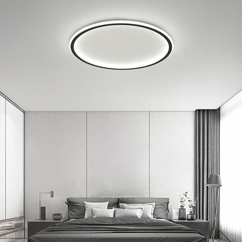 Metal Round Shape Flush Ceiling Light Modern 1-Light Flush Ceiling Light Fixtures in Black