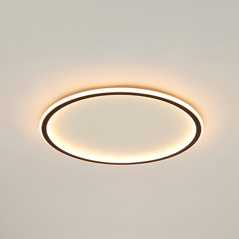 Metal Round Shape Flush Ceiling Light Modern 1-Light Flush Ceiling Light Fixtures in Black