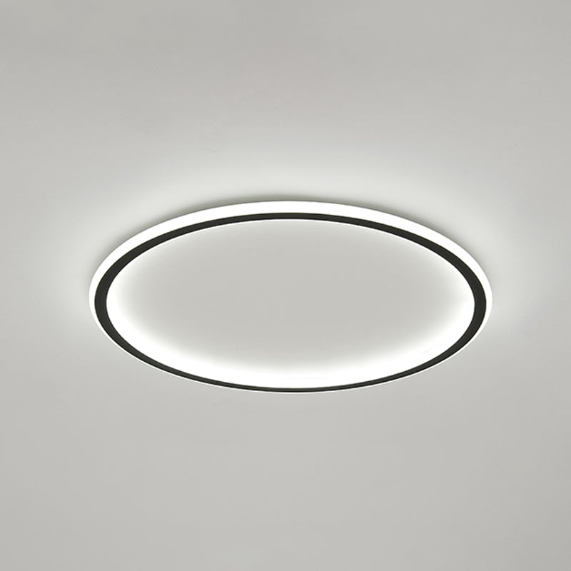 Metal Round Shape Flush Ceiling Light Modern 1-Light Flush Ceiling Light Fixtures in Black