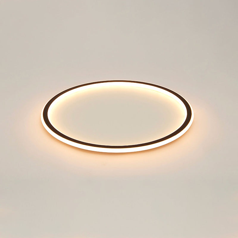 Metal Round Shape Flush Ceiling Light Modern 1-Light Flush Ceiling Light Fixtures in Black