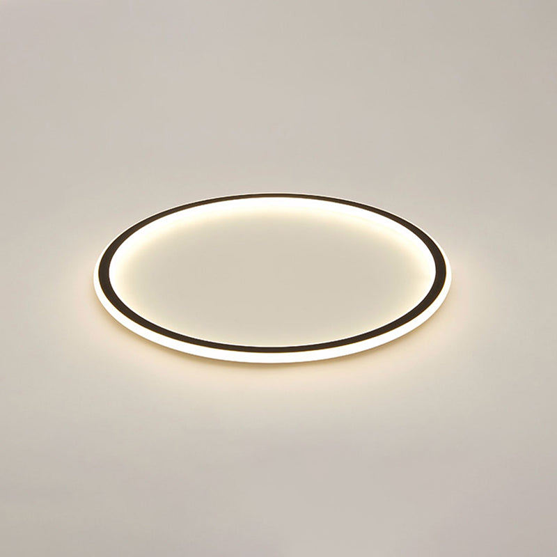 Metal Round Shape Flush Ceiling Light Modern 1-Light Flush Ceiling Light Fixtures in Black