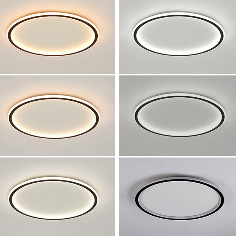 Metal Round Shape Flush Ceiling Light Modern 1-Light Flush Ceiling Light Fixtures in Black