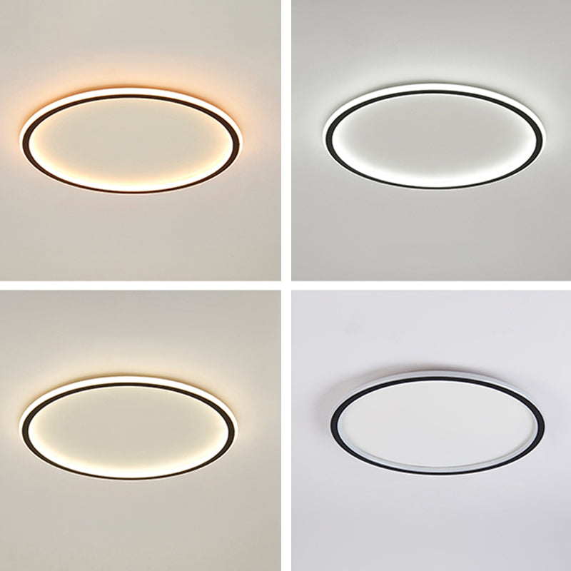 Metal Round Shape Flush Ceiling Light Modern 1-Light Flush Ceiling Light Fixtures in Black