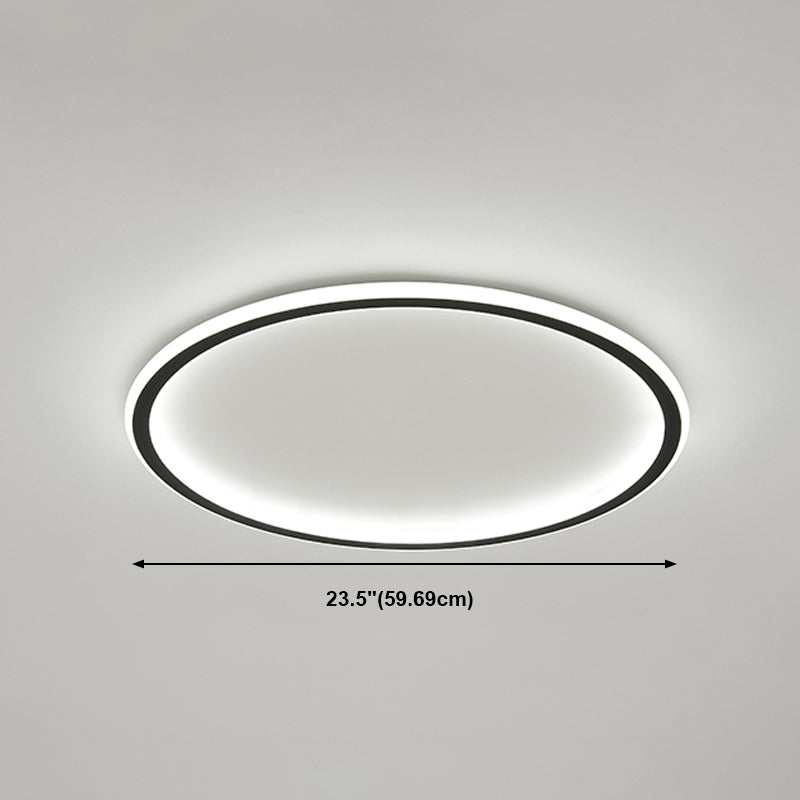 Metal Round Shape Flush Ceiling Light Modern 1-Light Flush Ceiling Light Fixtures in Black