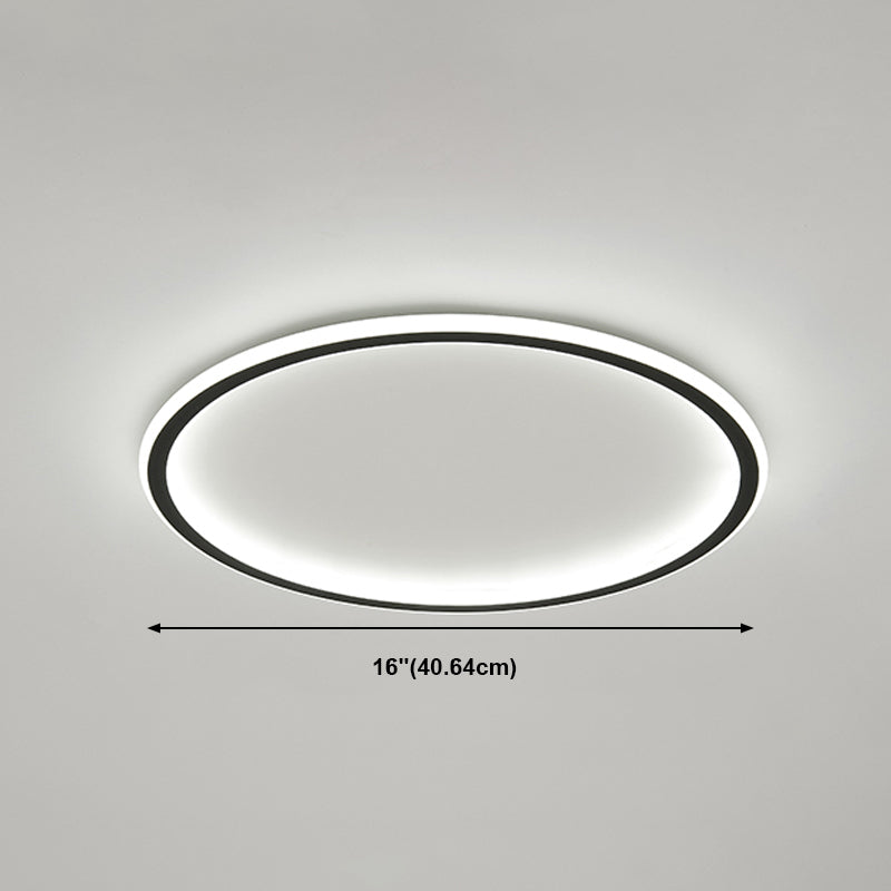 Metal Round Shape Flush Ceiling Light Modern 1-Light Flush Ceiling Light Fixtures in Black