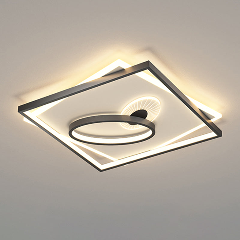 Modern Style Square Shape Ceiling Fixtures Metal 4 Light Ceiling Mounted Lights