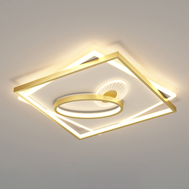 Modern Style Square Shape Ceiling Fixtures Metal 4 Light Ceiling Mounted Lights