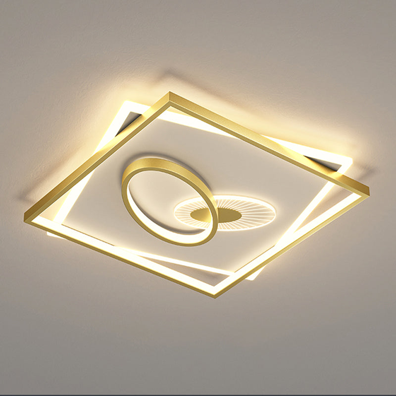 Modern Style Square Shape Ceiling Fixtures Metal 4 Light Ceiling Mounted Lights