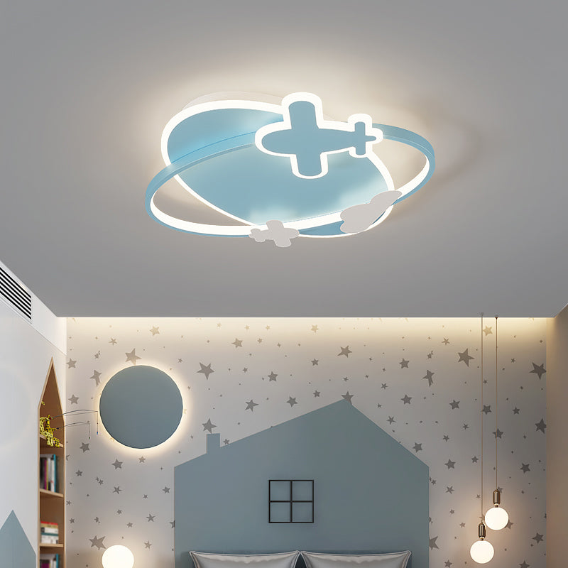 Metal Round Shape Flush Ceiling Light Kid Style 3 Lights Flush Ceiling Light Fixtures