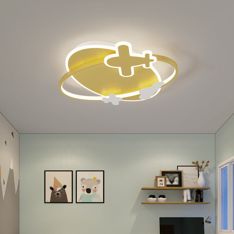 Metal Round Shape Flush Ceiling Light Kid Style 3 Lights Flush Ceiling Light Fixtures