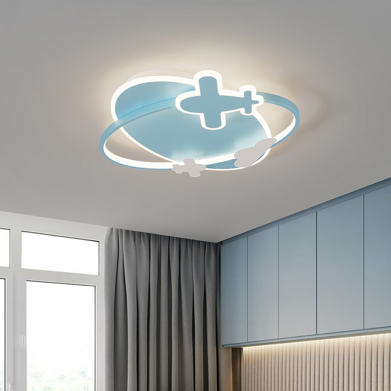 Metal Round Shape Flush Ceiling Light Kid Style 3 Lights Flush Ceiling Light Fixtures