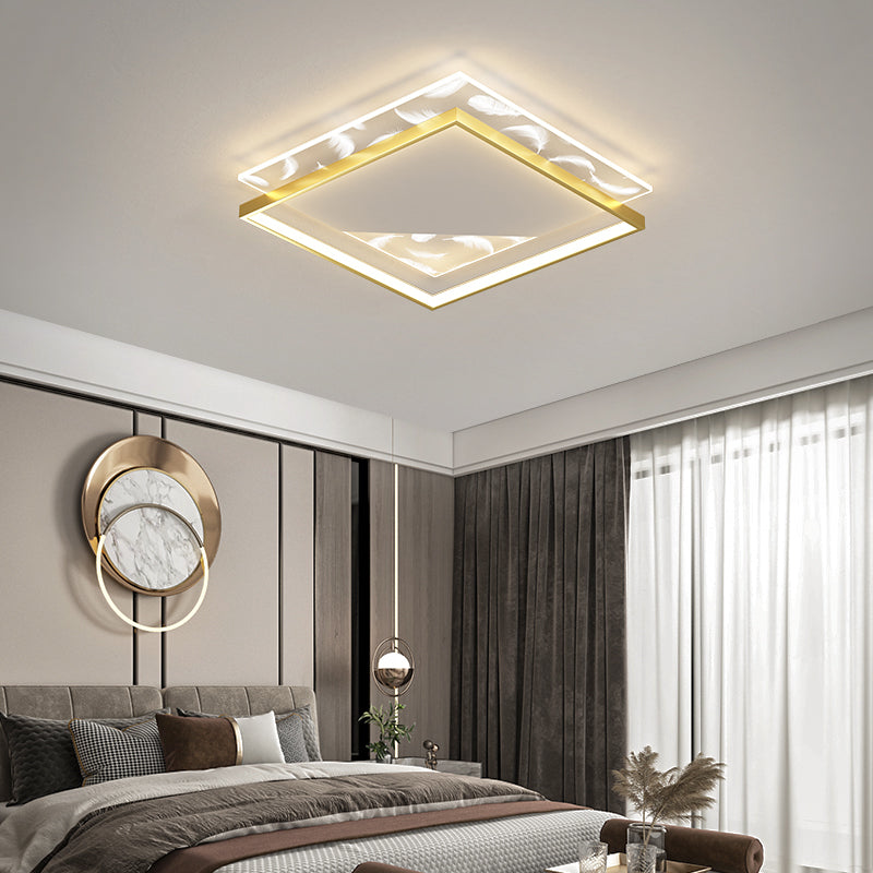 Modern Style Squared Shape Ceiling Fixtures Metal 2 Light Ceiling Mounted Lights