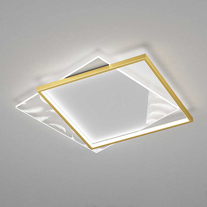 Modern Style Squared Shape Ceiling Fixtures Metal 2 Light Ceiling Mounted Lights