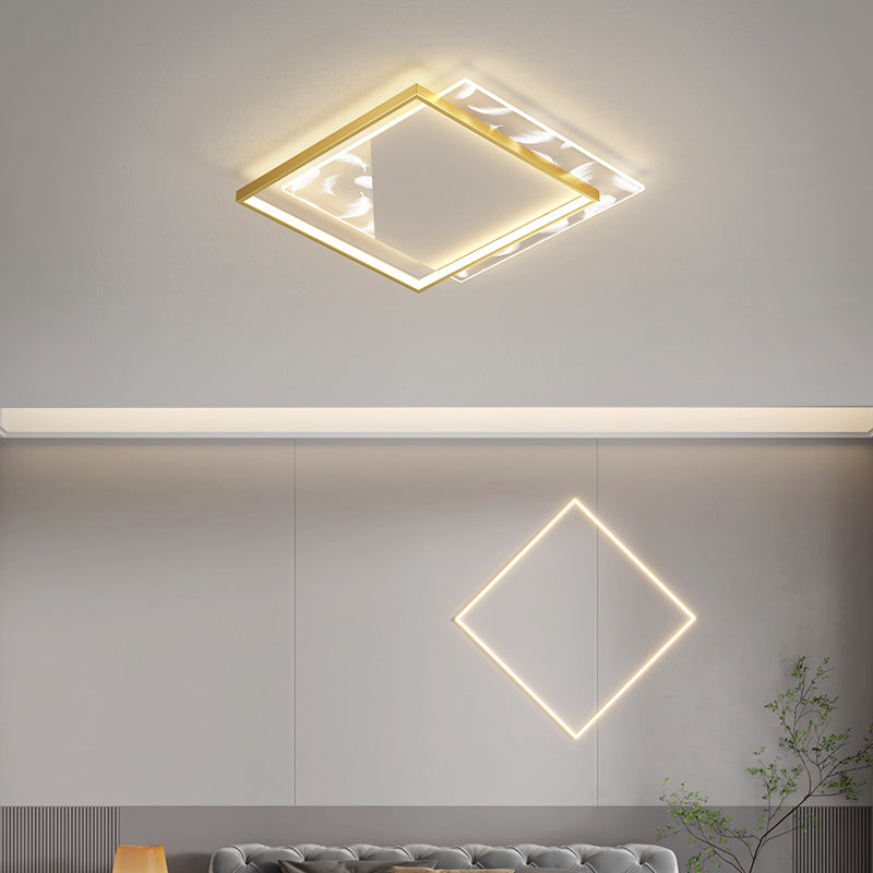 Modern Style Squared Shape Ceiling Fixtures Metal 2 Light Ceiling Mounted Lights