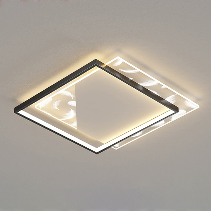 Modern Style Squared Shape Ceiling Fixtures Metal 2 Light Ceiling Mounted Lights