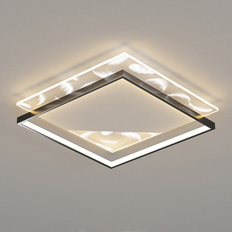 Modern Style Squared Shape Ceiling Fixtures Metal 2 Light Ceiling Mounted Lights