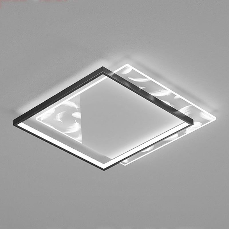 Modern Style Squared Shape Ceiling Fixtures Metal 2 Light Ceiling Mounted Lights