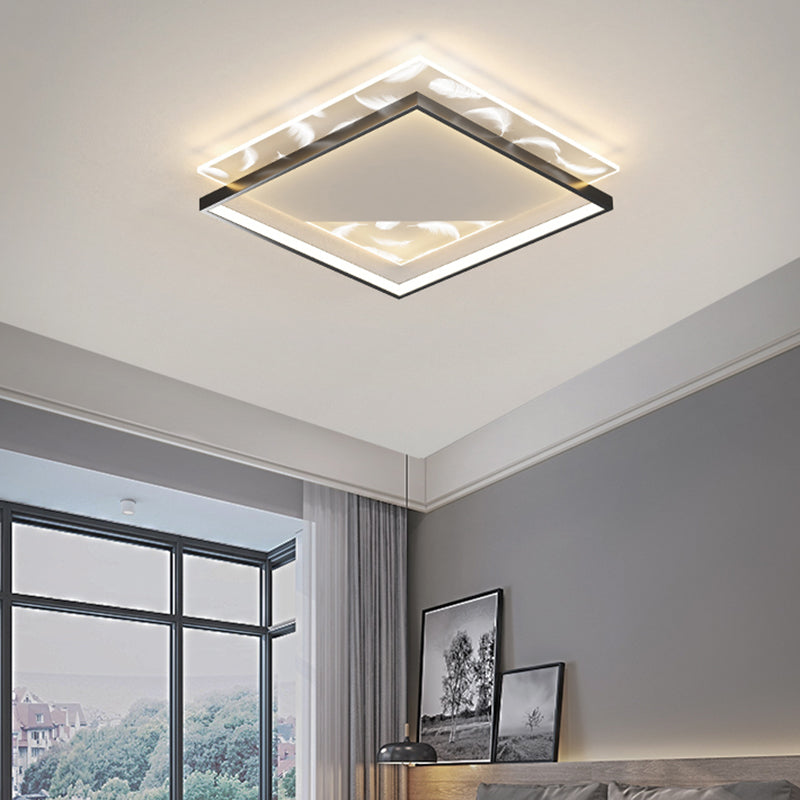 Modern Style Squared Shape Ceiling Fixtures Metal 2 Light Ceiling Mounted Lights