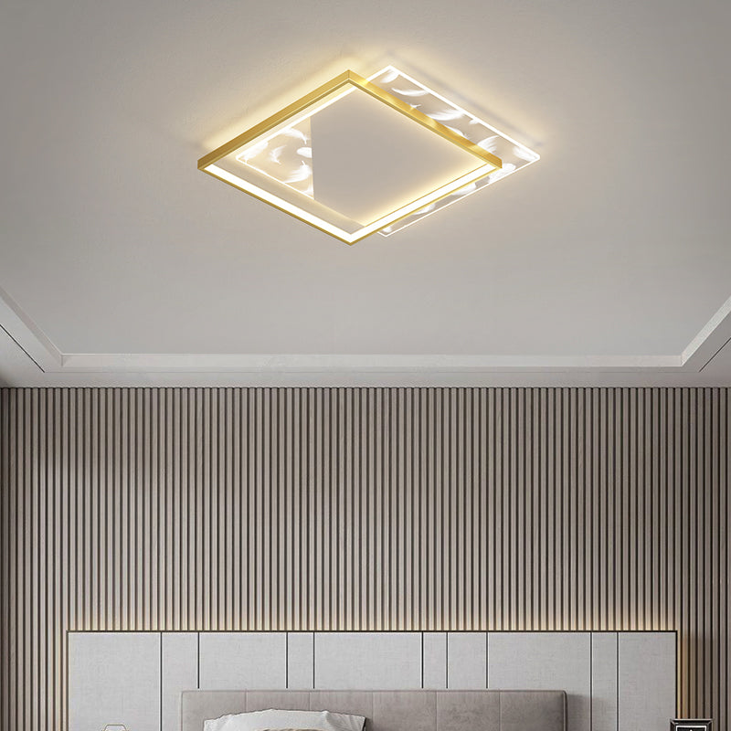 Modern Style Squared Shape Ceiling Fixtures Metal 2 Light Ceiling Mounted Lights