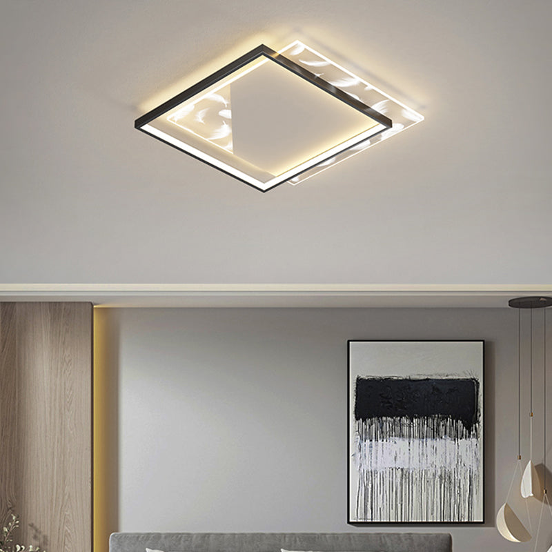 Modern Style Squared Shape Ceiling Fixtures Metal 2 Light Ceiling Mounted Lights