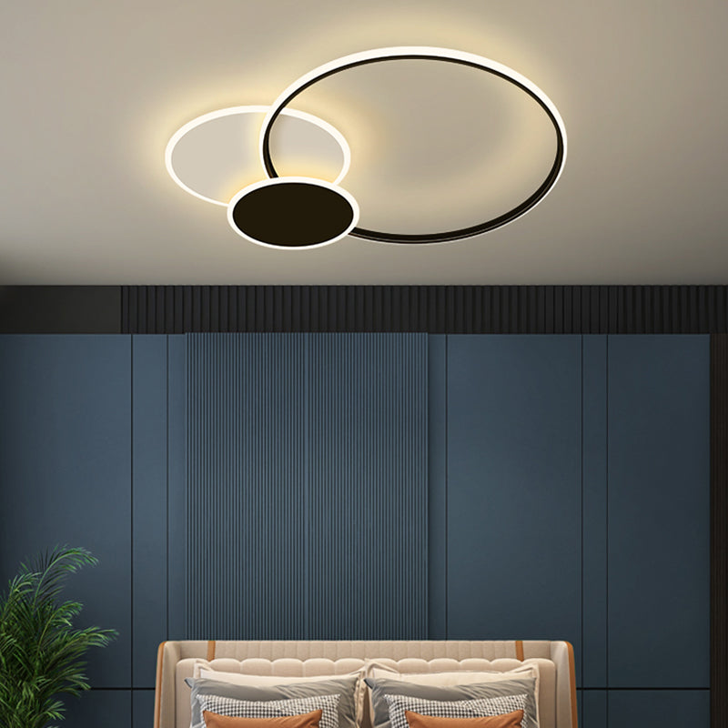 Contemporary Circular Flush Light Metal 3 Light Flush Mount Ceiling Fixture