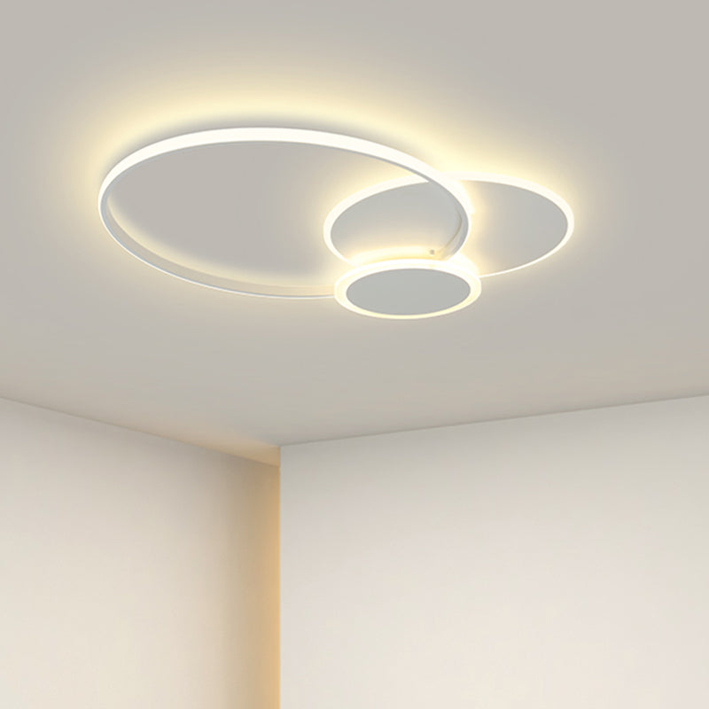 Contemporary Circular Flush Light Metal 3 Light Flush Mount Ceiling Fixture