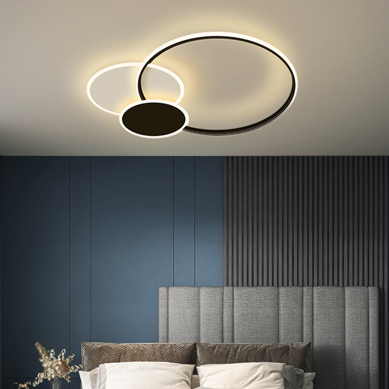 Contemporary Circular Flush Light Metal 3 Light Flush Mount Ceiling Fixture