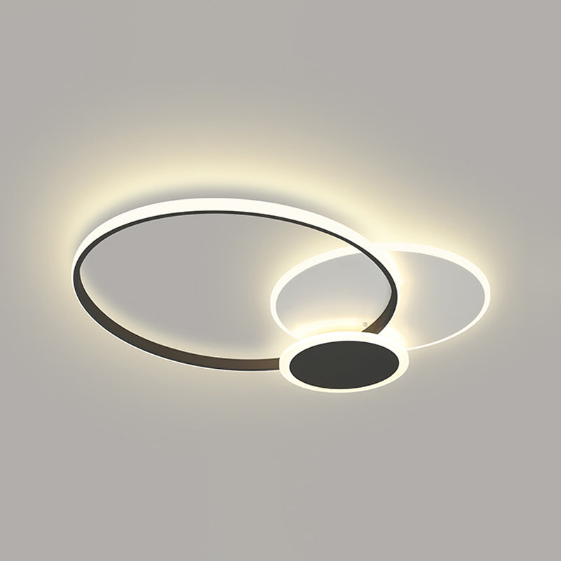 Contemporary Circular Flush Light Metal 3 Light Flush Mount Ceiling Fixture