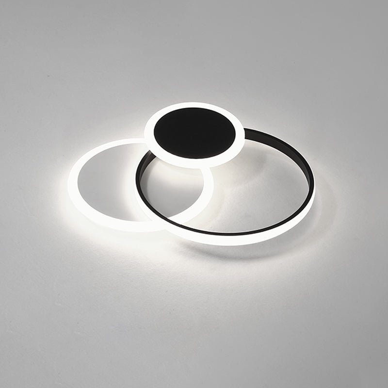 Contemporary Circular Flush Light Metal 3 Light Flush Mount Ceiling Fixture