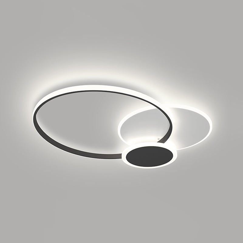 Contemporary Circular Flush Light Metal 3 Light Flush Mount Ceiling Fixture