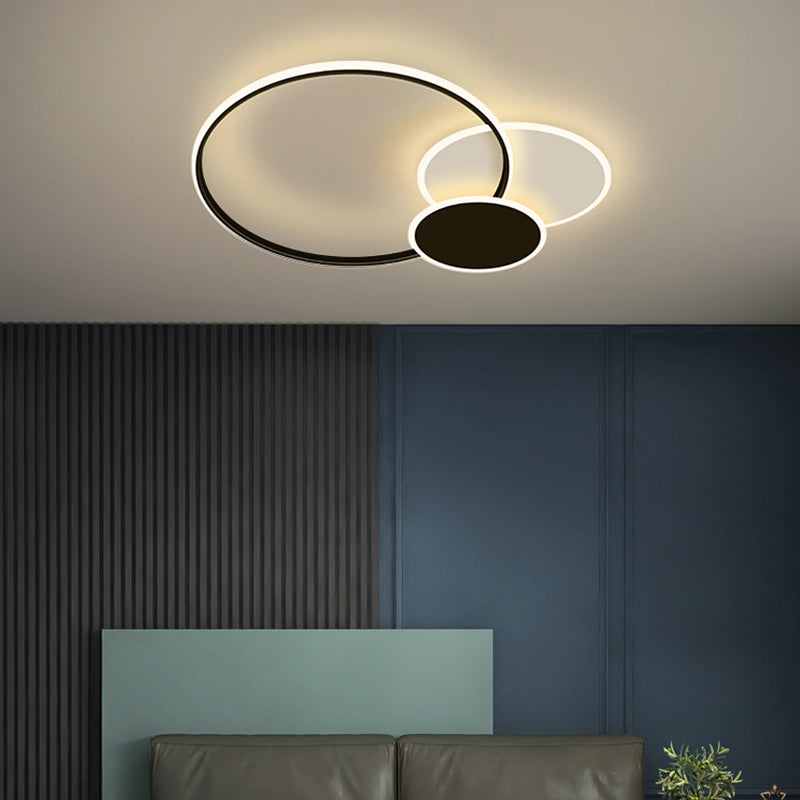 Contemporary Circular Flush Light Metal 3 Light Flush Mount Ceiling Fixture