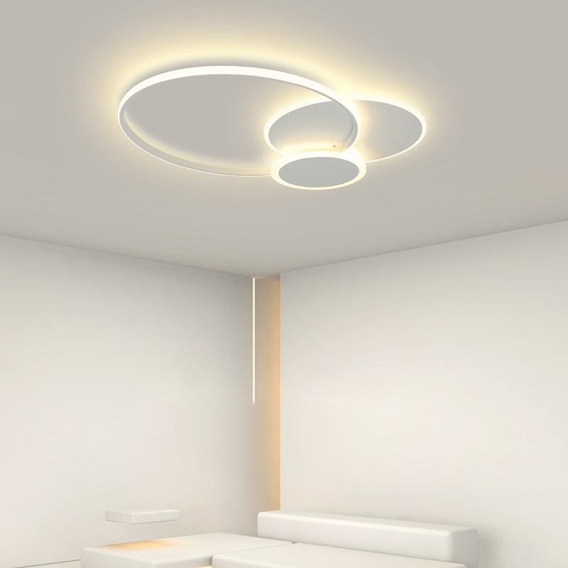 Contemporary Circular Flush Light Metal 3 Light Flush Mount Ceiling Fixture