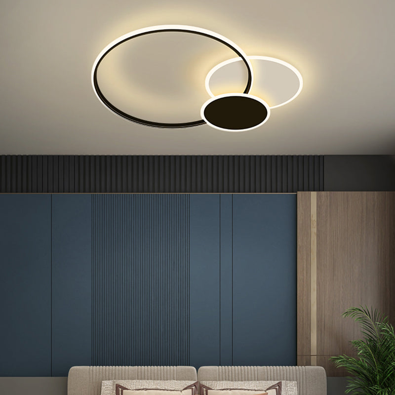 Contemporary Circular Flush Light Metal 3 Light Flush Mount Ceiling Fixture