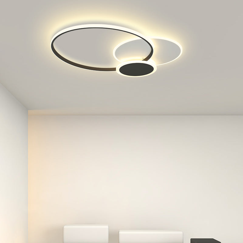 Contemporary Circular Flush Light Metal 3 Light Flush Mount Ceiling Fixture