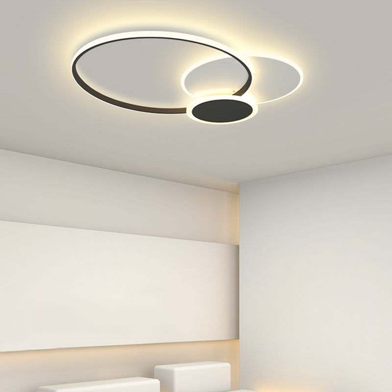 Contemporary Circular Flush Light Metal 3 Light Flush Mount Ceiling Fixture